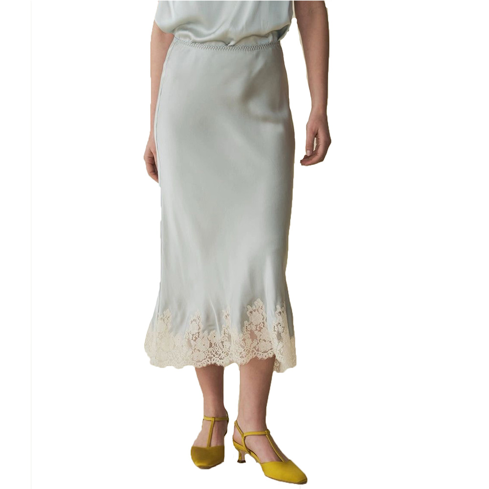 Jupes mi-longues élégantes en dentelle satinée pour femmes, taille haute, Patchwork, Slim, imprimé, vêtements décontractés pour femmes, jupes Vintage Sexy Y2k, 2025