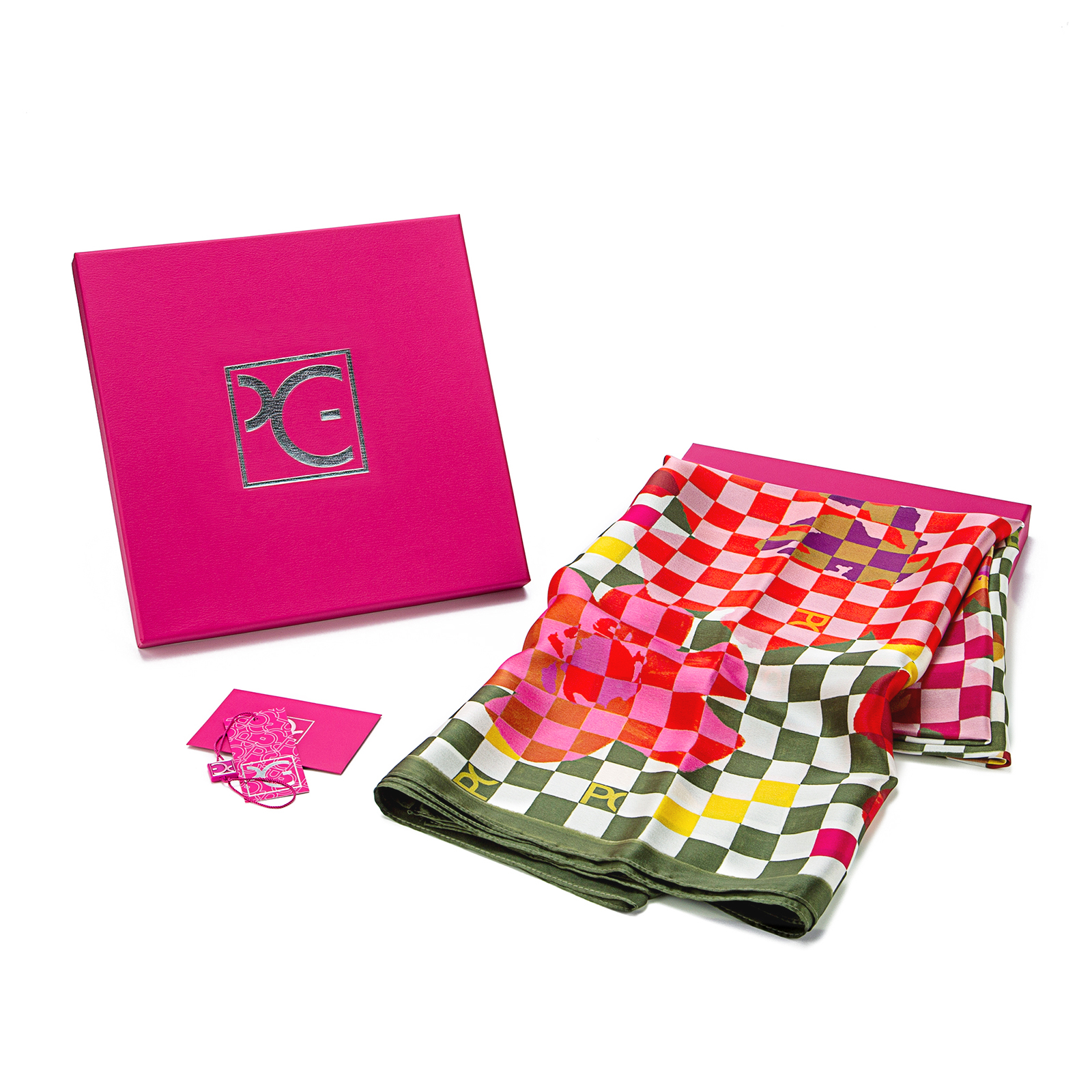 Écharpe en soie pour femme PG PATSY GARIS, style haute couture, motifs uniques, cadeau pour femme, écharpe en soie de style niche