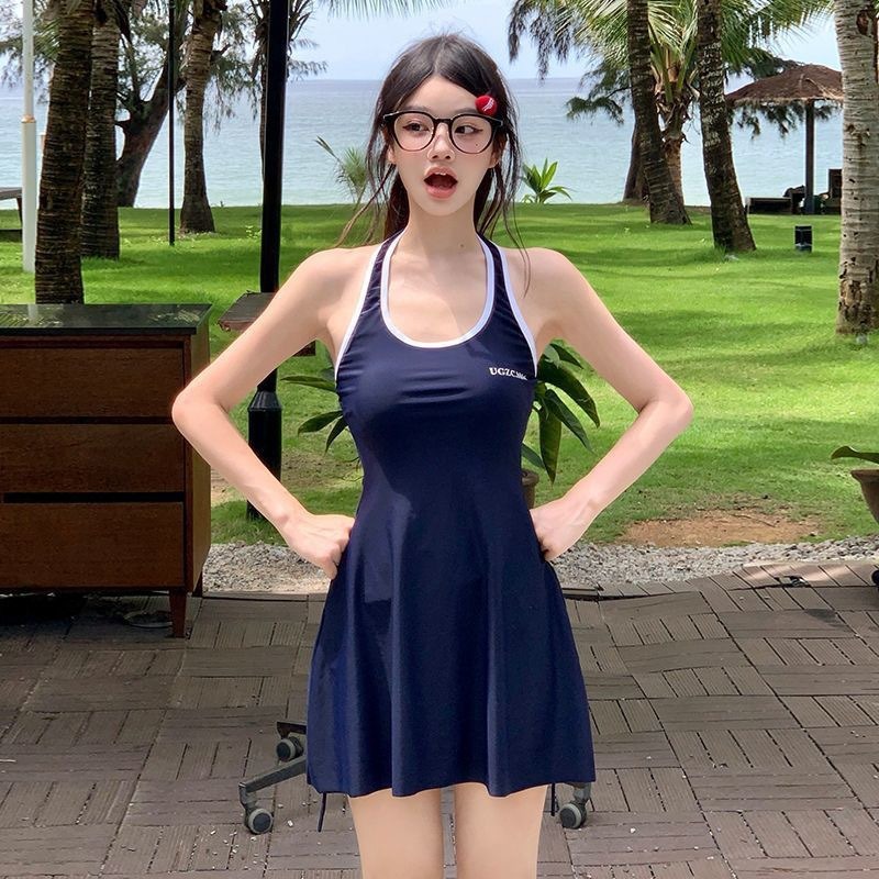 Maillot de bain sport pour femmes, avec garniture blanche, col en U, sans manches, une pièce, pour l'été, la plage, le surf, les vacances en bord de mer