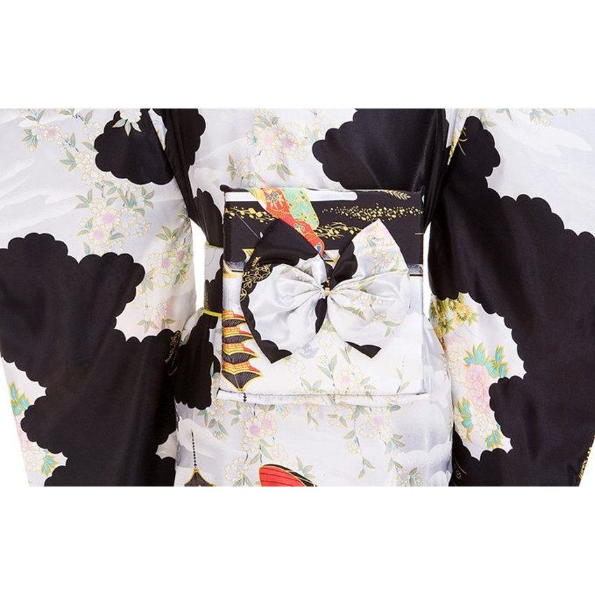 Robe de soirée noire pour femmes, tenue de cérémonie japonaise, costume cosplay, taille unique, ZW01