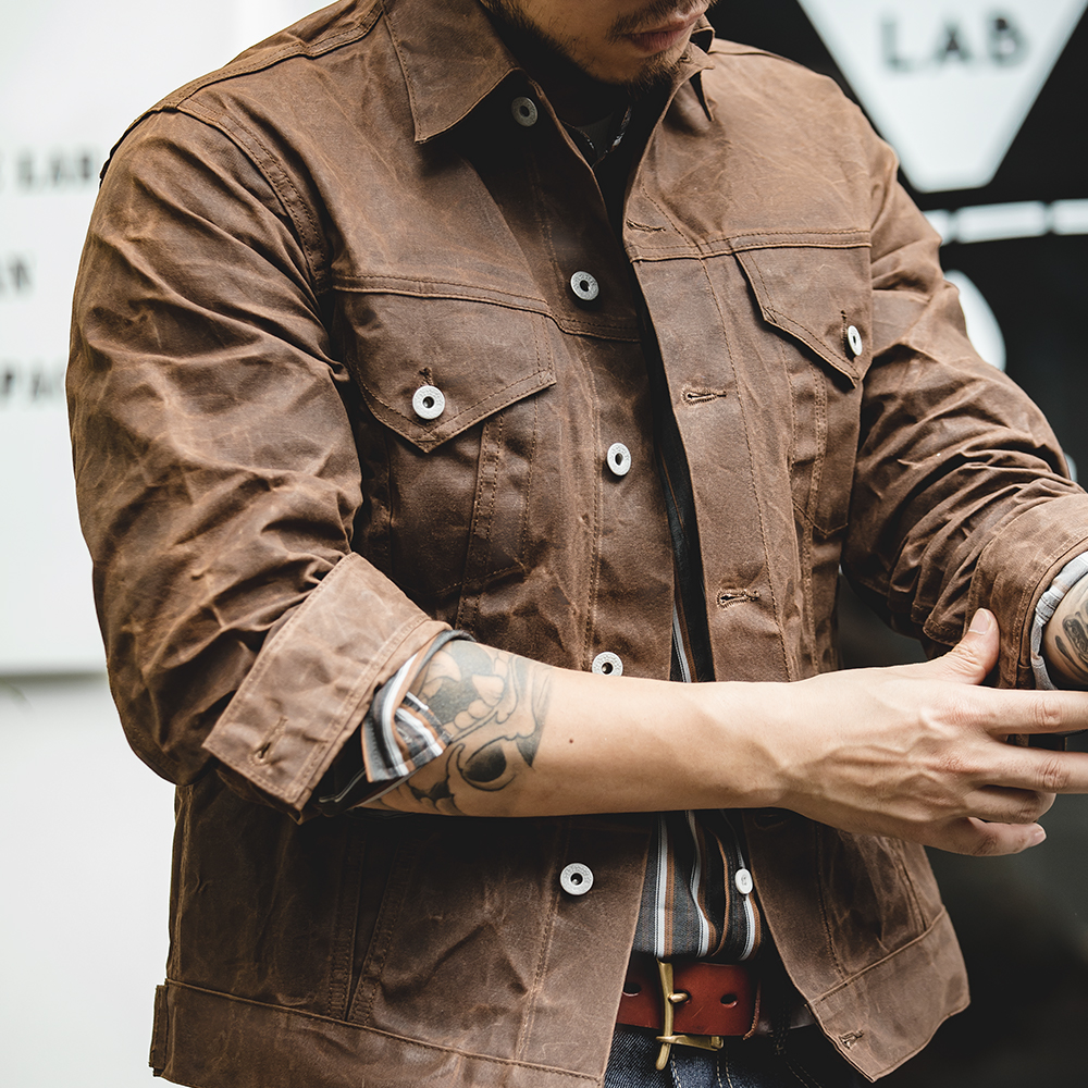 Maden Amekaji-Veste Rétro Cirée à l'Huile pour Homme, Uniforme Militaire en Toile de Coton, observateur, Décontracté, Travail, Style Safari, Vêtements CombMan