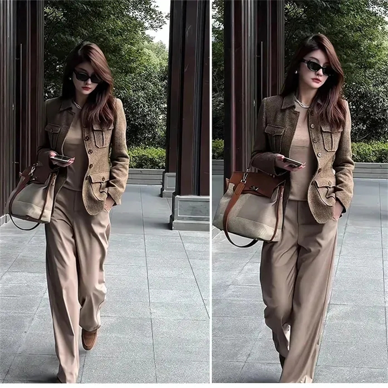 Veste courte femme 2025 printemps automne mode être tout-match ample femme manteau élégant simple boutonnage dames pardessus en laine