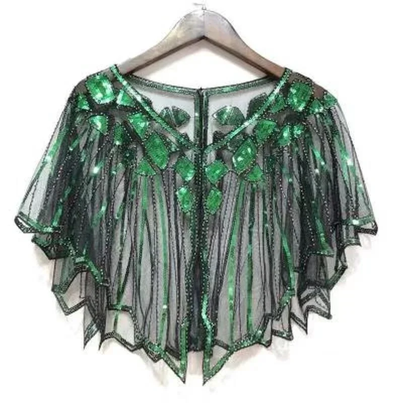 1 Pcs Femmes Chall Perles Paillettes Décor Soirée Cape Couvrir Robe de mariée Chall Robe de soirée Paillettes Chall
