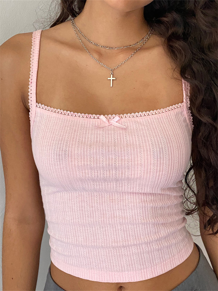 Mode femmes été Cami hauts sans manches col ouvert couleur unie Camisole gilet