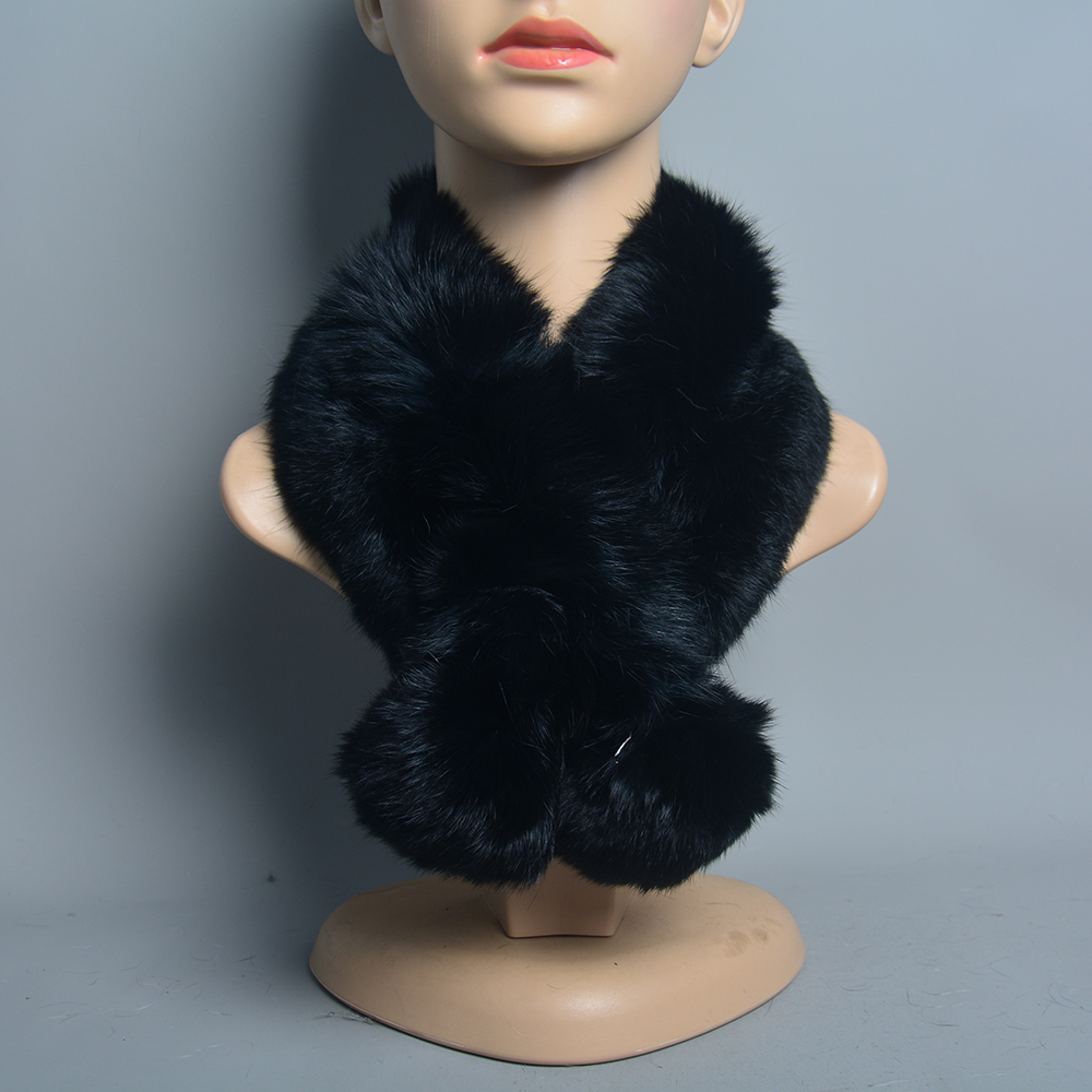 Nouvelle Écharpe en Véritable Fourrure de Lapin Russe pour Femme 2026 – Châle Hiver Chaud en Fourrure Naturelle avec Pompons Moelleux
