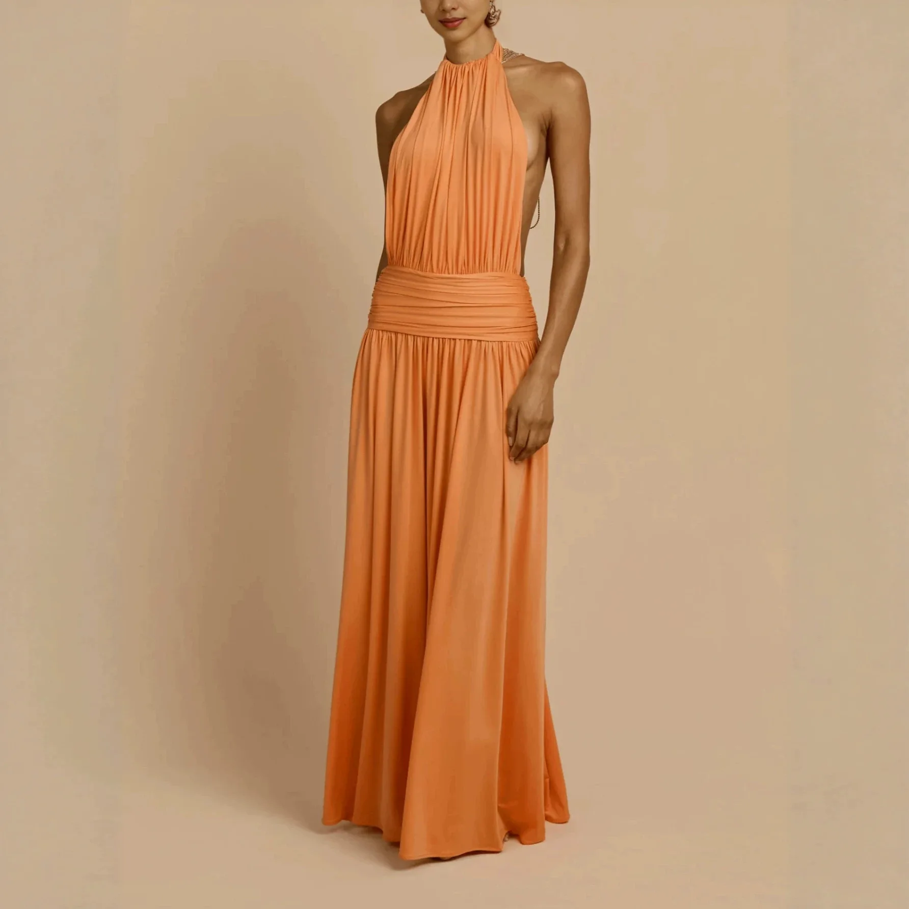 Robes pour femme, robe de soirée, robe de mariage, robe élégante, robe sexy, col plissé, sans manches, robe de banquet chic