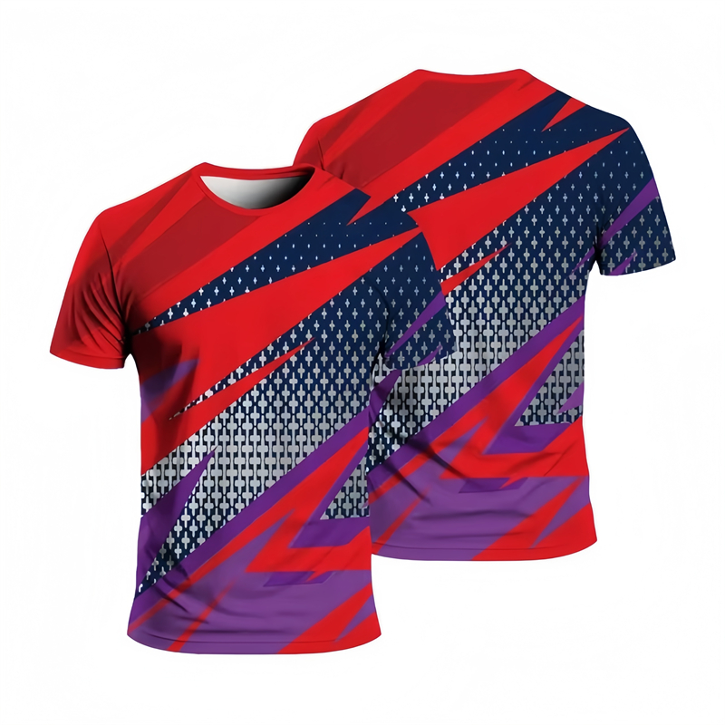 T-shirts de sport de course simples pour hommes, décontractés, à séchage rapide, imprimés en 3D, amples et respirants, Fitness, col rond, été