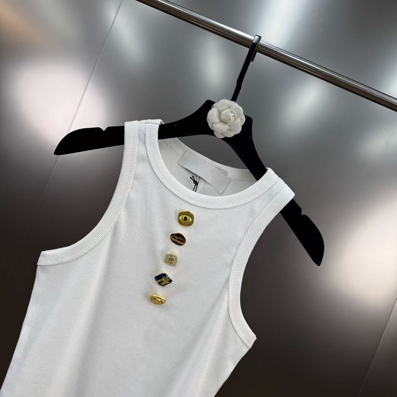 High Street coton t-shirts débardeurs haut vêtements d'extérieur pour femmes Base nouveau jarretelles rayé tricot Camis sans manches débardeur été