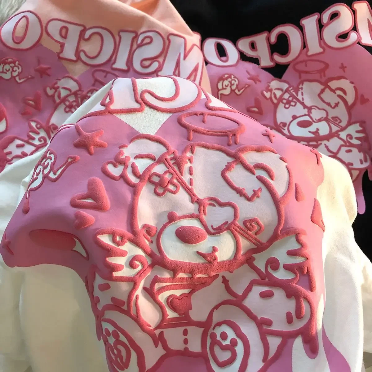 T-shirt Kawaii pour femmes, imprimé ours rose coréen, manches courtes, t-shirt Harajuku pour femmes, vêtements streetwear pour femmes