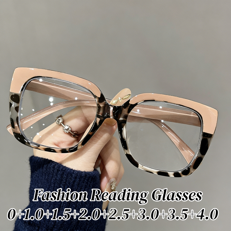 Lunettes de lecture carrées à monture large pour femmes et hommes, lunettes de presbytie surdimensionnées élégantes, verres de vue à la mode