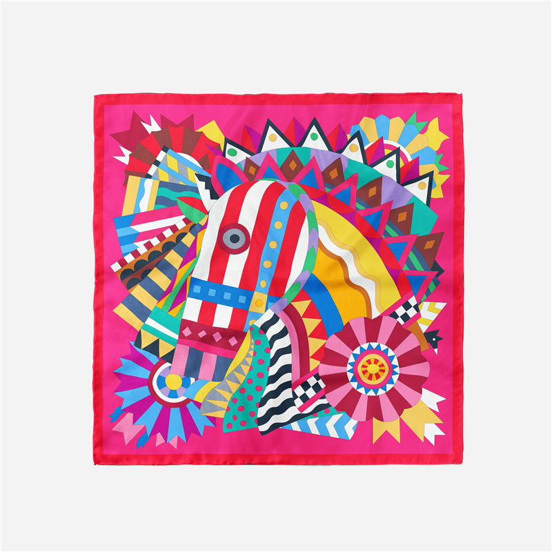 Foulard en Satin de soie pour femmes, mouchoir imprimé, tête carrée, Bandana, petit silencieux, Hijab, pour dames et filles, 53x53cm, nouvelle collection 2023