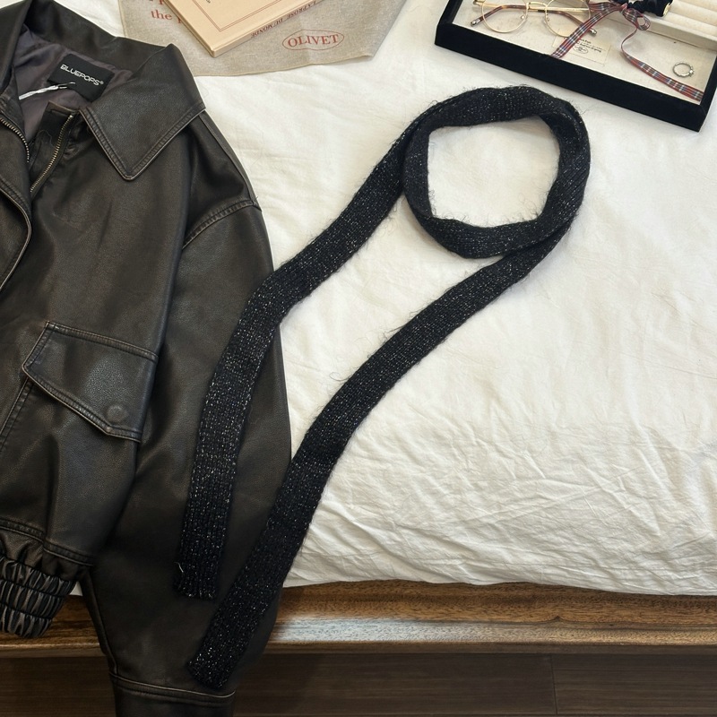 Écharpe fine à la mode, nouveau Style, longue écharpe empilable, vêtements pour filles chaudes, écharpe en laine, écharpe coréenne à bande étroite, 2024