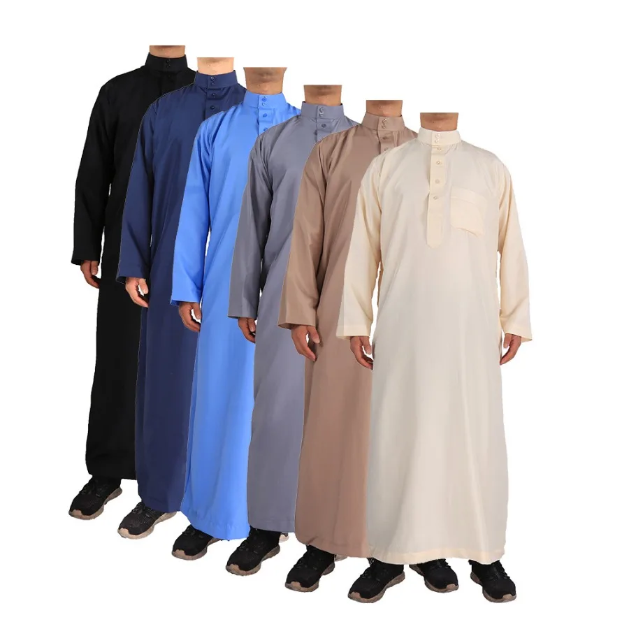 Vêtements islamiques hommes longueur à manches longues en vrac hommes musulmans arabie saoudite Pakistan Kurta Costumes musulmans robe musulmane caftan Thobe