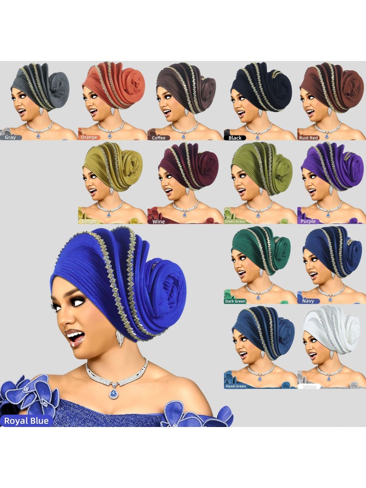 Nouveau Turban Africain Auto Gele du Nigéria, Foulards de Tête Auto Gele, Bonnets Turban pour Femmes, Geles de Mariage, Foulards de Tête Musulmans, Bonnets