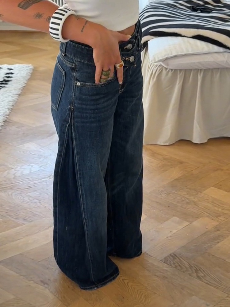 Jean chic à strass étoiles brillantes pour femme – Pantalon long droit taille mi-haute décontracté et polyvalent pour l'été et l'automne