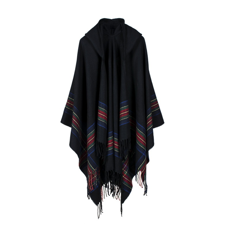 Nouveau design 100% foulard acrylique femme automne/hiver chaud mode cape poncho 130*150CM noir/gris/vin rouge/kaki tippet châle