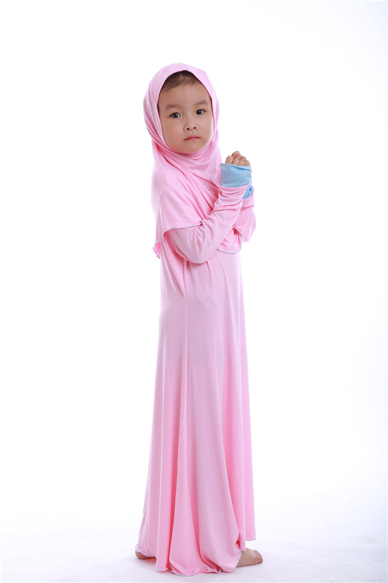 Ensembles musulmans pour Ramadan, Robe de prière pour enfants filles, Hijab Abaya arabe, longue Robe avec foulard, Kaftan islamique