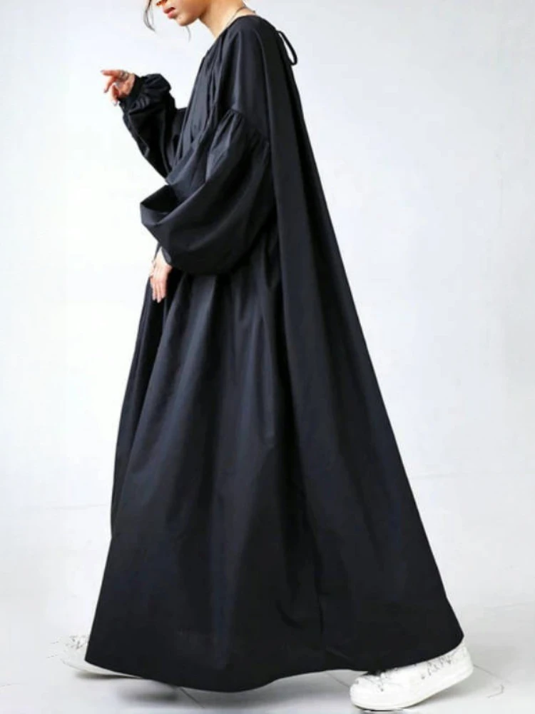 Robe coréenne décontractée, ample, couleur unie, poches, nouvelle mode printemps été, manches lanternes, chemises pour femmes, 2025