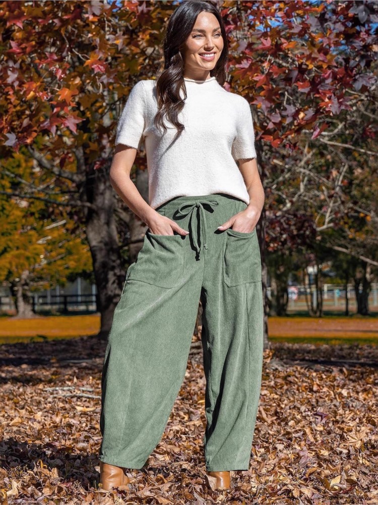Pantalon à jambes larges pour femmes, vêtements décontractés, Vintage, couleur unie, assorti avec tout, Style Simple, tendance, confortable et décontracté