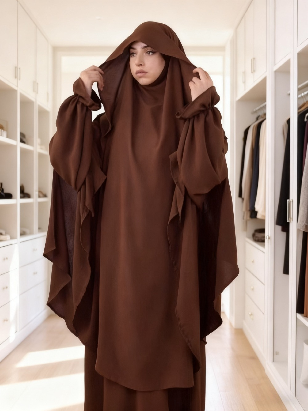 Eid femmes prière vêtement 2 pièces ensemble robe longue Khimar Abaya Ramadan musulman robes Largos robes de soirée Nipab foulard Jilbab