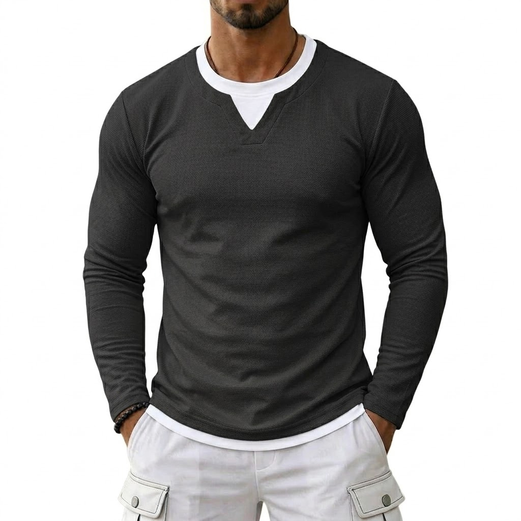T-shirts de luxe à manches longues pour hommes – Marques décontractées, col gaufré, respirants, maillots de football, vêtements de sport pour homme