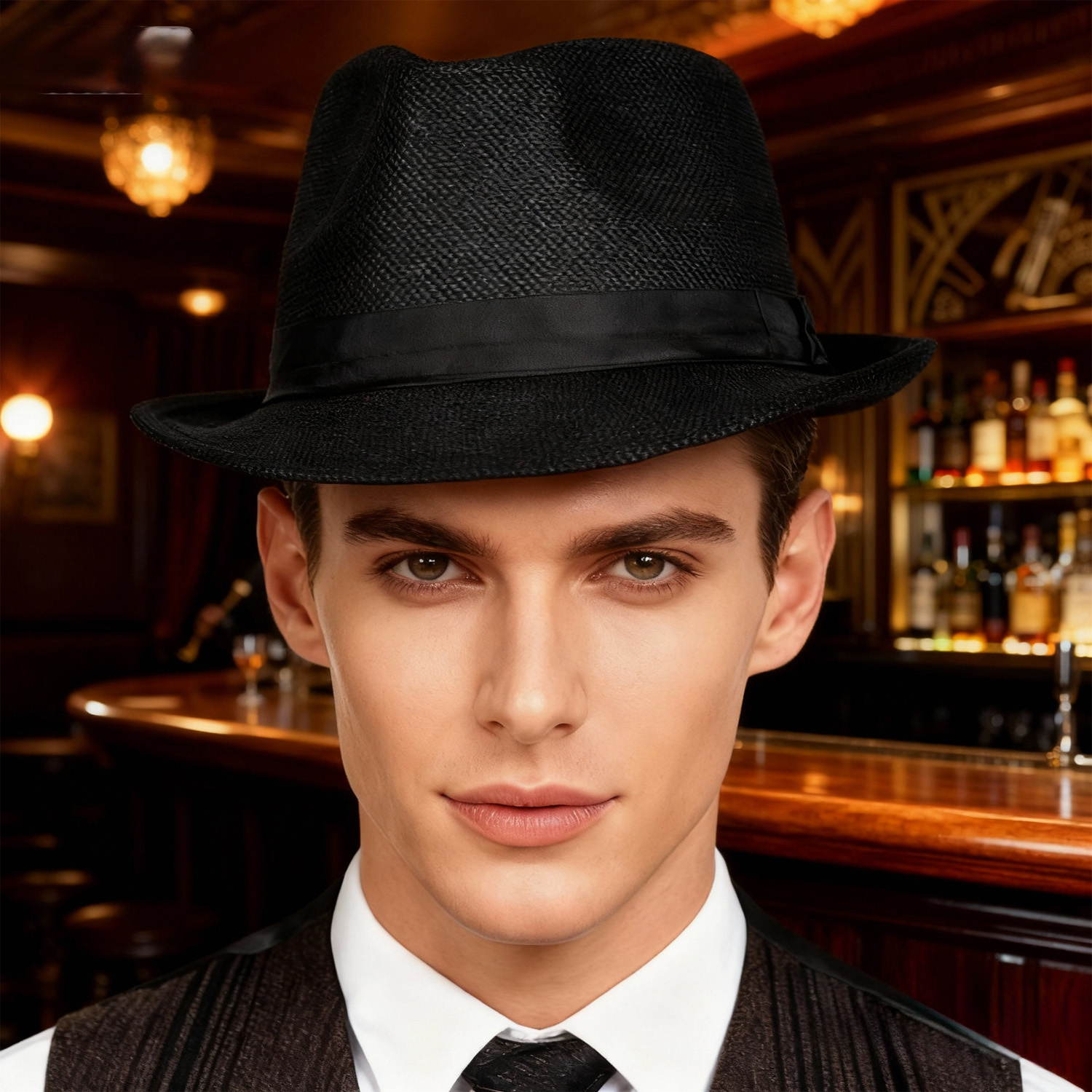 Chapeau haut de forme PESENAR style années 1920, chapeau de jazz noir uni, chapeau de gentleman britannique, vêtements, accessoires