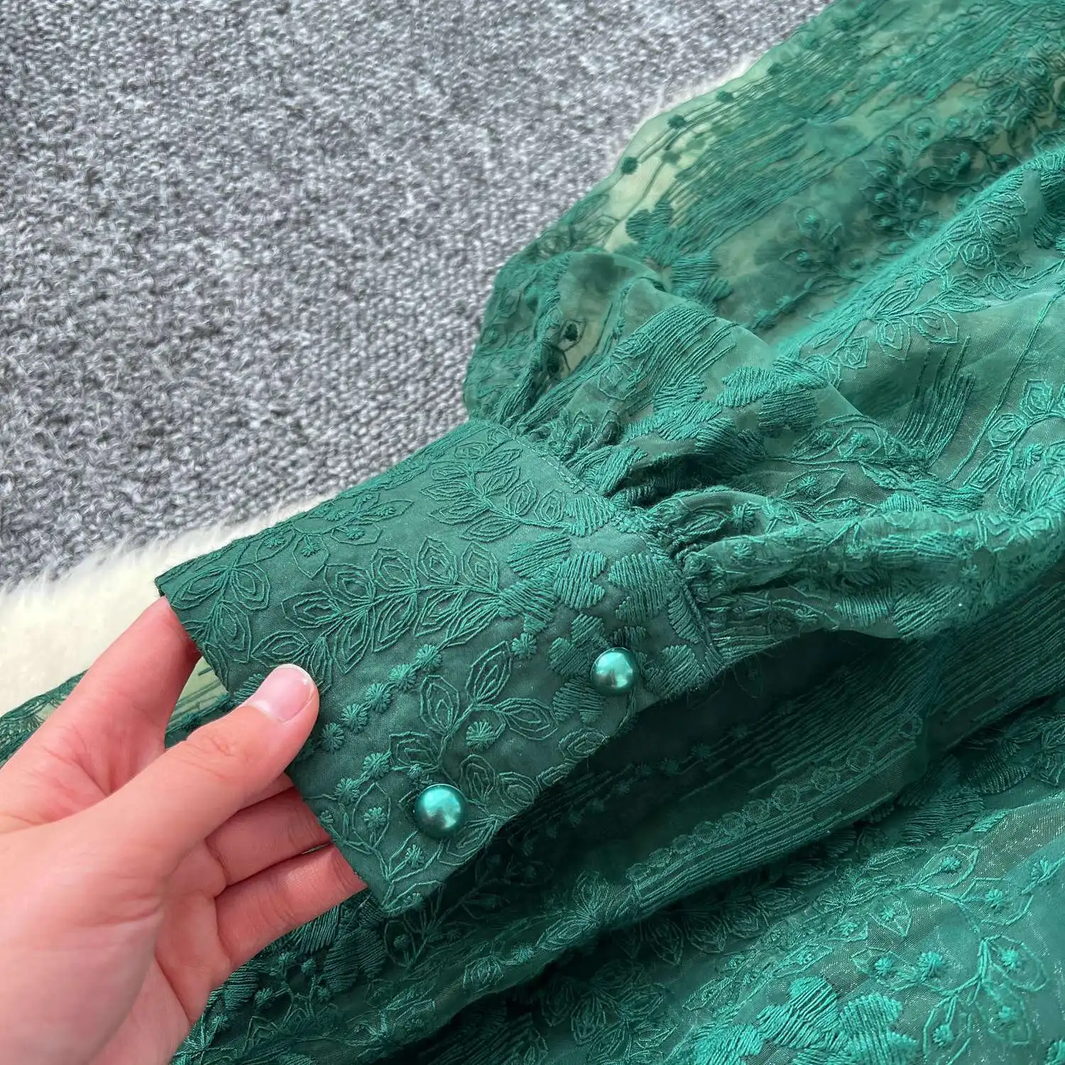Robes formelles brodées de luxe pour femmes, lanterne d'été et d'automne, manches longues, dentelle, perles, bal de promo, robe de soirée d'anniversaire