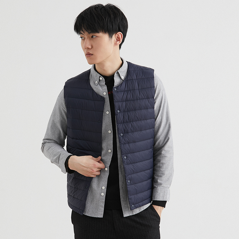 Gilet en duvet blanc pour homme, vêtement Ultra léger, manteau Portable sans manches, col rond, doublure chaude, hiver 90%