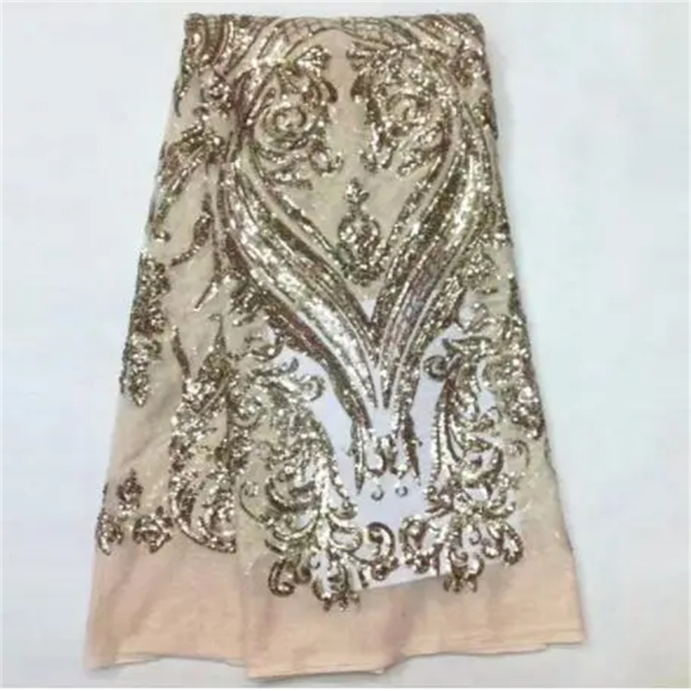 Nouvelle couleur noir or brodé dentelle matériel paillettes robe de soirée Costume vêtements accessoires maille paillettes mère robe tissu