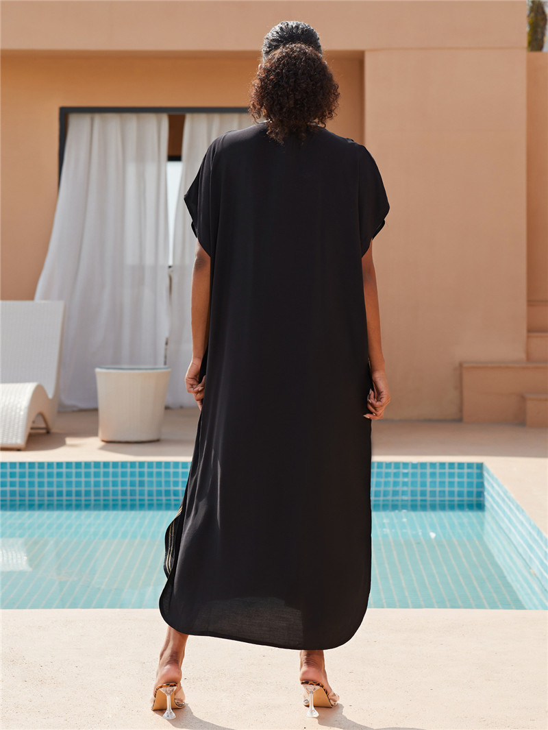 Robes Kaftan Grande Taille pour Femmes, Caftans, Vêtements de détente, Kaftan de plage brodé, Robe Mumu