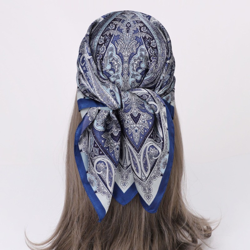 Nouveau Paisley pied-de-poule imprimé carré écharpe couleur café mince lisse cou écharpe Style Vintage crème solaire foulard pour les femmes