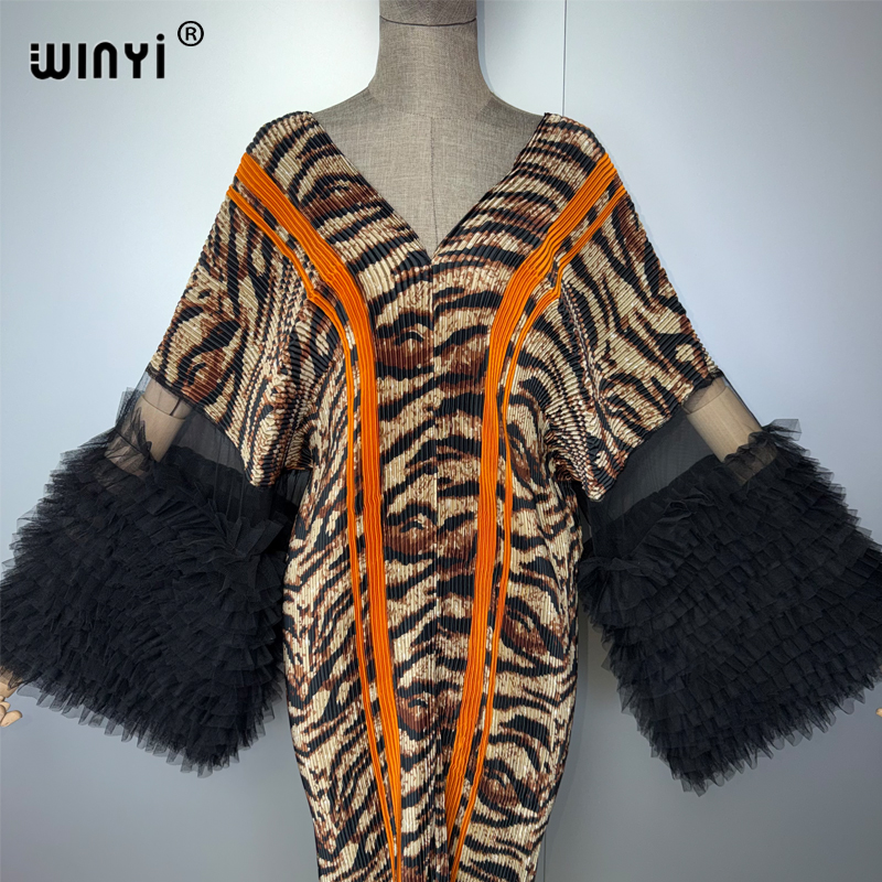 Robe longue plissée ajustée WINYI pour femme, style caftan Abaya Dubaï, tenue de soirée de luxe, mode musulmane pour la plage et les vacances