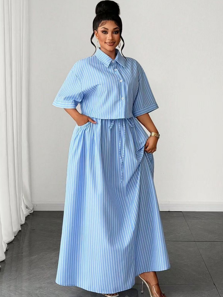 Robes et ensembles 2 pièces grande taille L-4XL pour femmes – Tenues décontractées d'été et d'automne – Robe longue maxi oversize 3XL 4XL