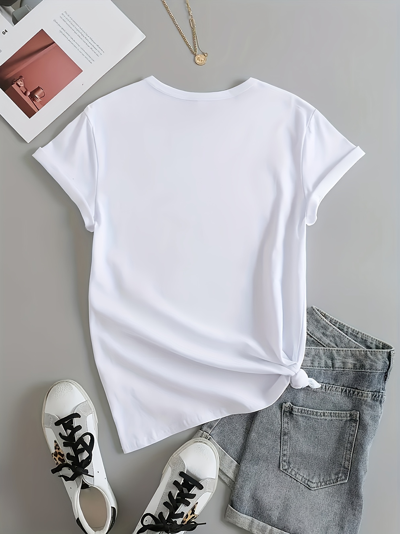T-shirt pour femme Floral Books - Motif Boho, haut décontracté gris foncé