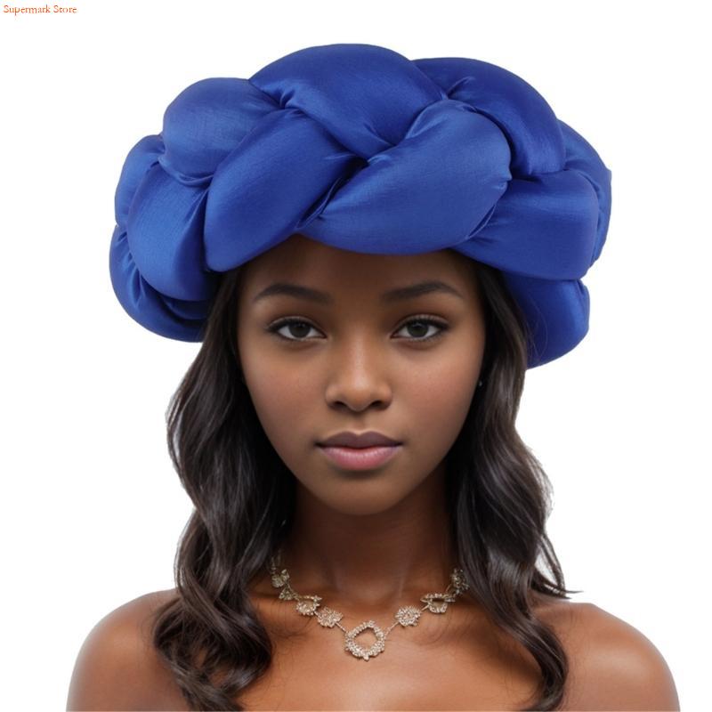 Q5WE – bandeau tressé africain, grand bandeau, casquettes Turban Nigeria, accessoire coiffure