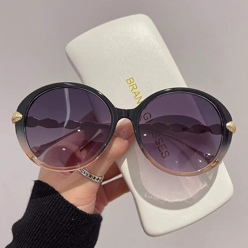 Lunettes de soleil rondes rétro pour femmes, monture vintage tendance, de marque de luxe, pour hommes, protection UV