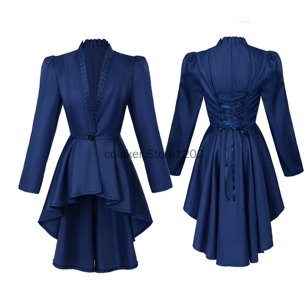 Costumes d'Halloween pour femmes Steampunk veste victorienne manteau médiéval Vintage gothique manteau à manches longues chemise de smoking
