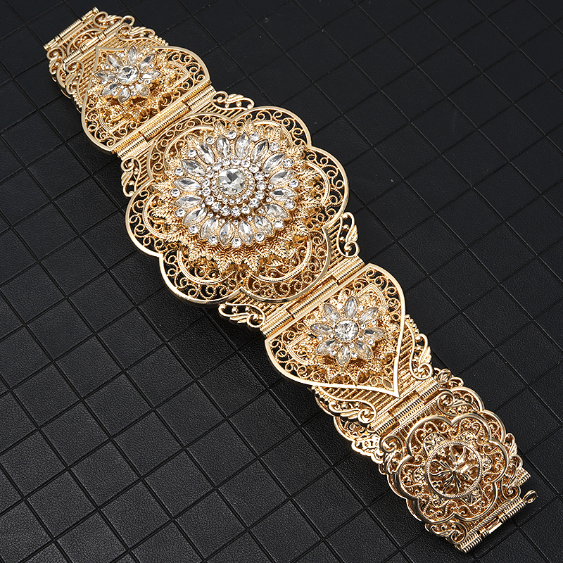 Ceinture Caftan Marocaine pour Femme, Fleur, Taille, Rond, Clip, Ethnique, Mariage, Bijoux de Corps, Cadeau pour Patients
