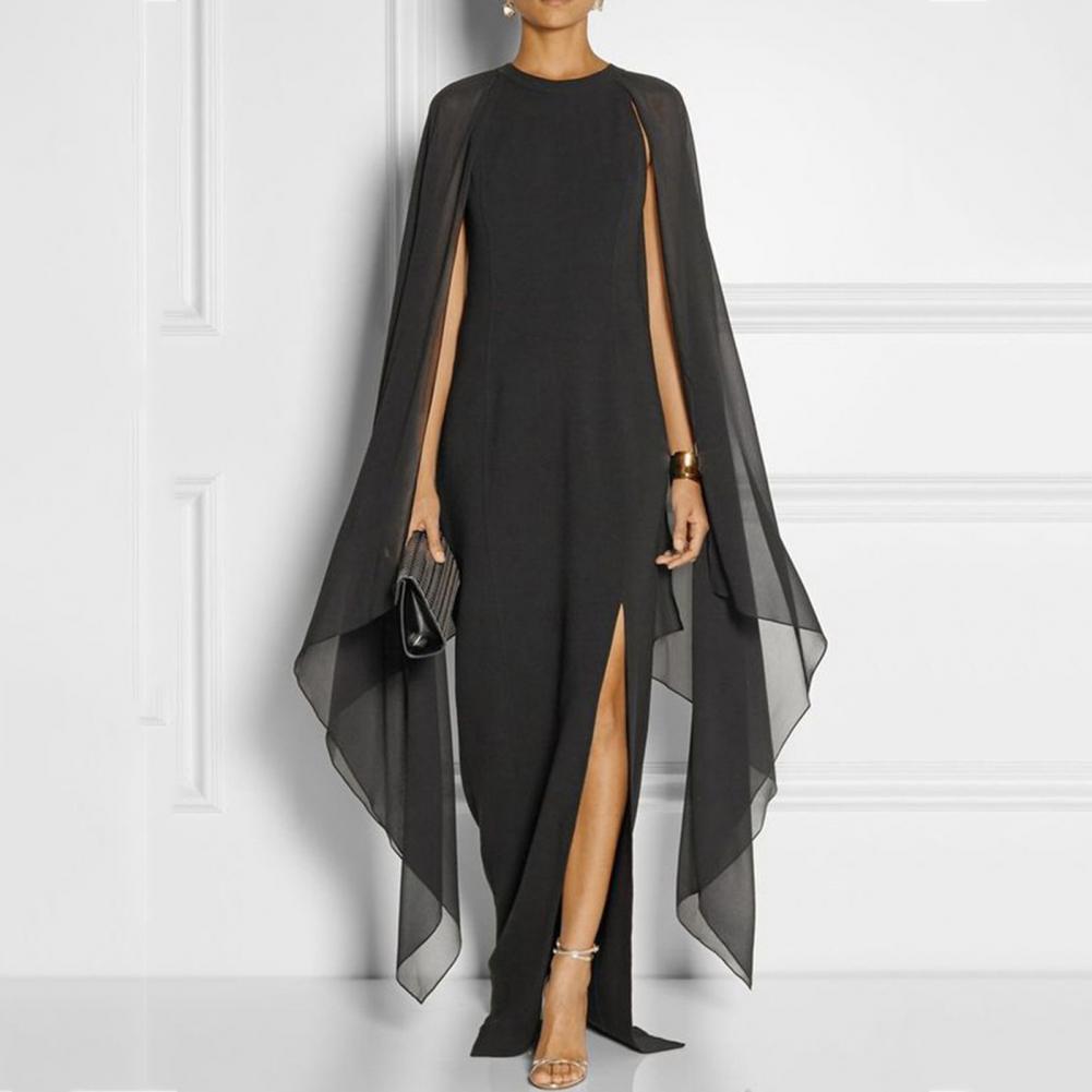 Grande taille en mousseline de soie châles irréguliers femmes robe côté fendu ourlet irrégulier robe de soirée Cocktail irrégulière élégante robe Maxi