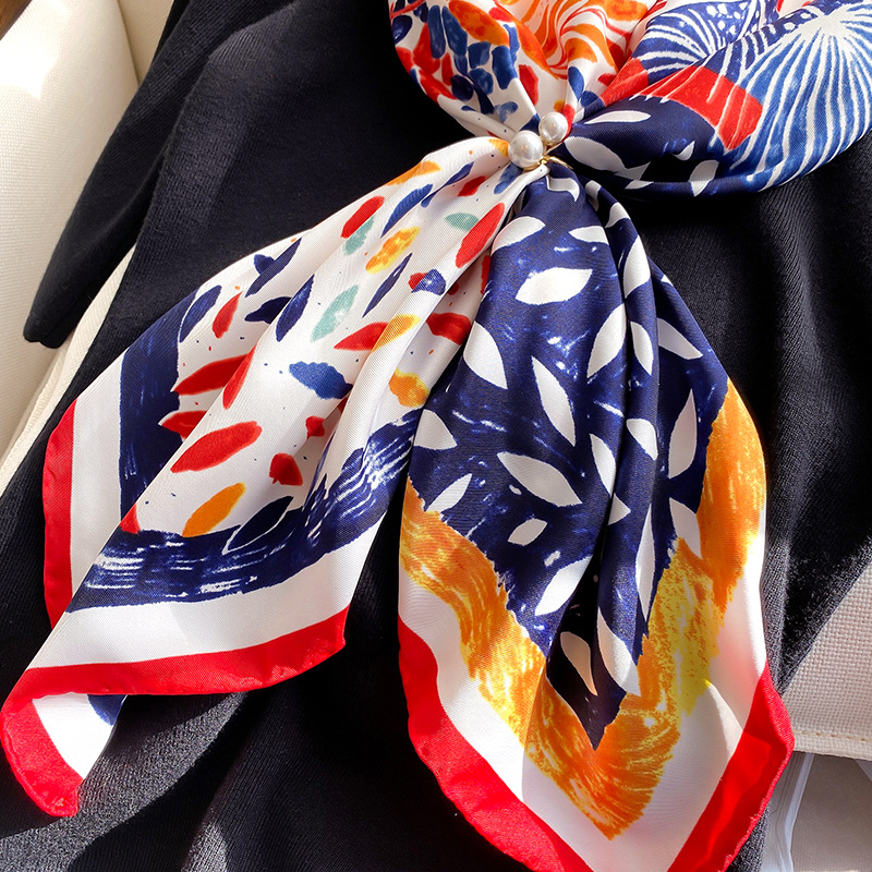 Foulard de Styliste de Marque pour Femme, Peinture à l'Huile Aztèque, Carré, Petit Mouchoir, Sac à Dos, Hijab, 90x90cm, 2023