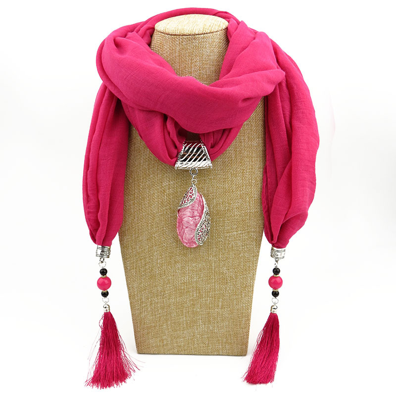 Femmes longues écharpes exagérant pendentif collier dame anneau écharpe femmes glands silencieux dame Polyester coton écharpe châles