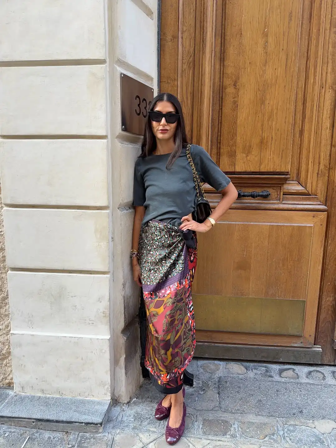 Jupe longue mi-longue imprimée style bohème pour femme, en satin, taille haute, fendue, à nouer, coupe ample, Nouveauté 2026, pour l'été, les vacances et le style urbain
