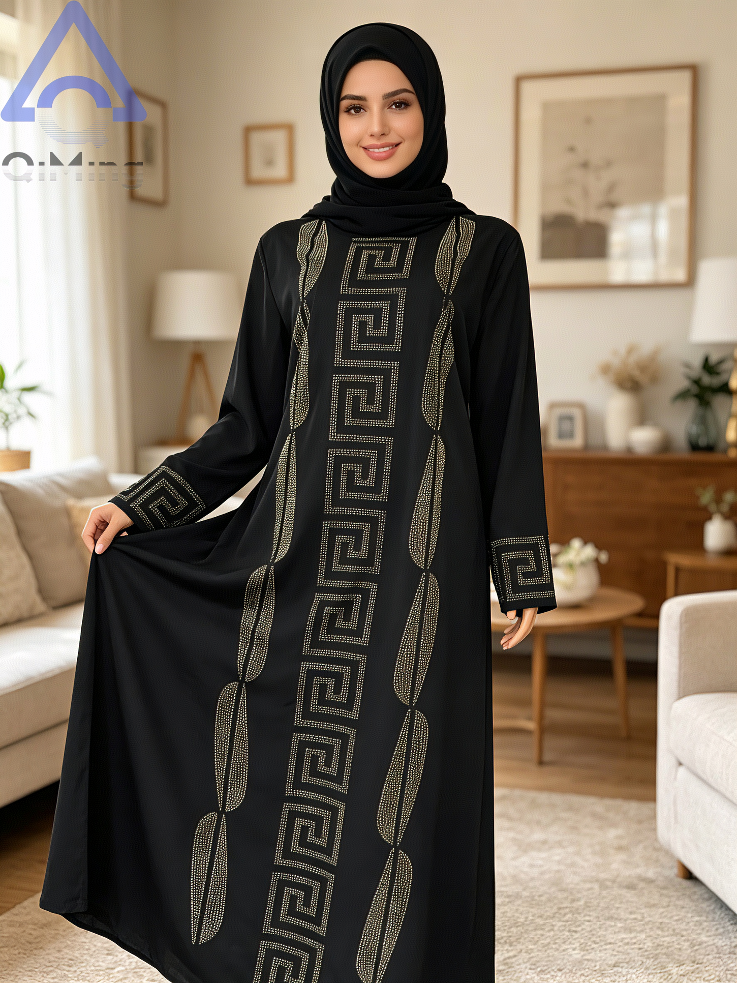 Abaya élégante pas chère pour femme, robe musulmane traditionnelle africaine en 2 pièces avec strass, robe bleue de Dubaï, taille plus, jalabiya marocaine