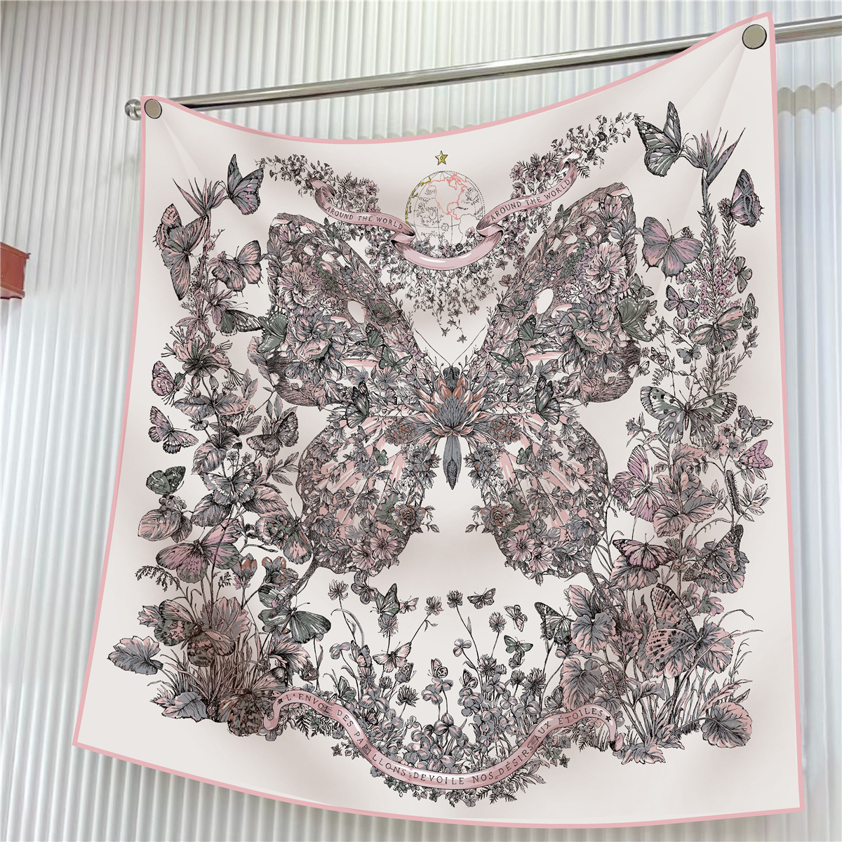 Foulard en soie sergé 90cm, châle de luxe imprimé fleurs papillon, Foulard carré pour femmes, Hijabs, Bandana, Foulard, foulard de tête