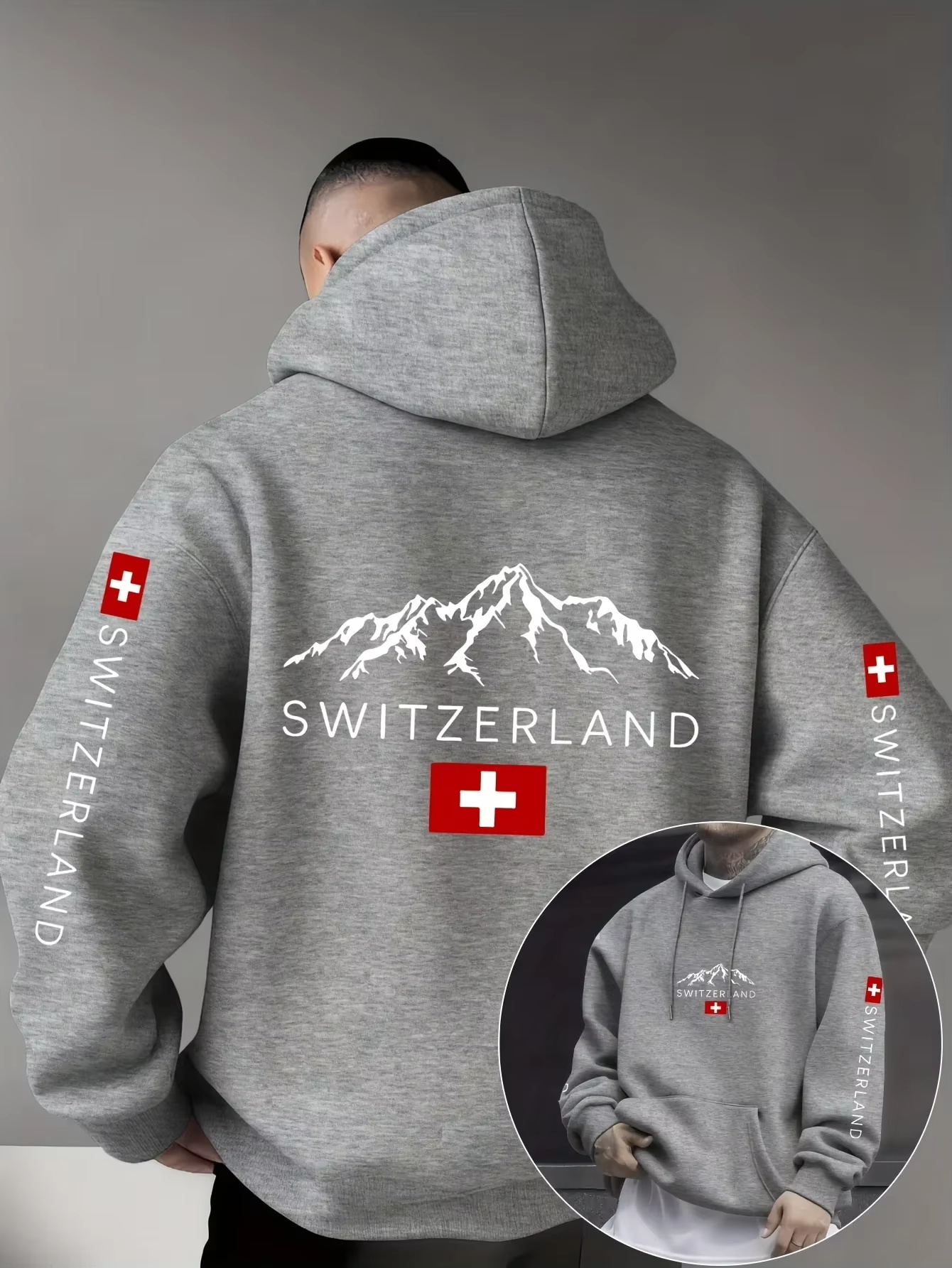 Suisse Mountain Print Sweat-shirt Homme Femme Sport Extérieur Décontracté Hip-hop Jersey Équipe de Course Automne Hiver