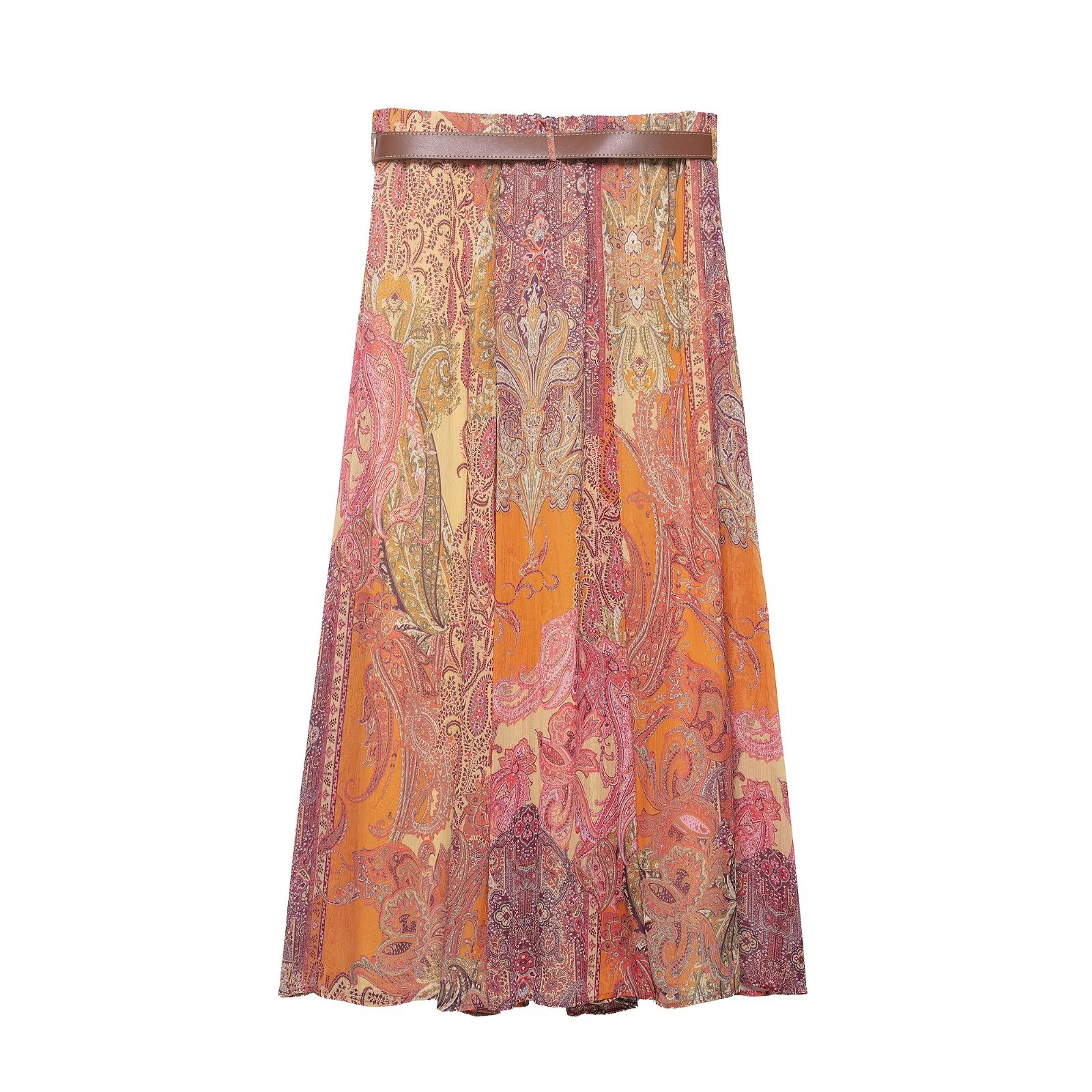 Jupes décontractées imprimées pour femmes, nouvelle collection été 2026, taille haute tendance avec ceinture, coupe ample, style français floral, idéales pour les vacances à la plage