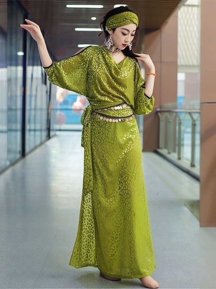 Robe longue de danse du ventre pour femme, style Baladi, tenue folklorique pour spectacle de groupe, robe de compétition arabe, robes Saidi, imprimé léopard sexy
