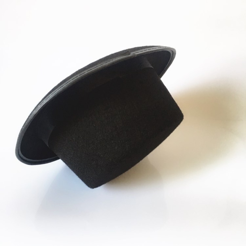 Chapeau haut-de-forme noir en tissu à la mode, accessoire de Costume, chapeau de magicien élégant, casquette de Jazz pliable foncé pour enfants et adultes