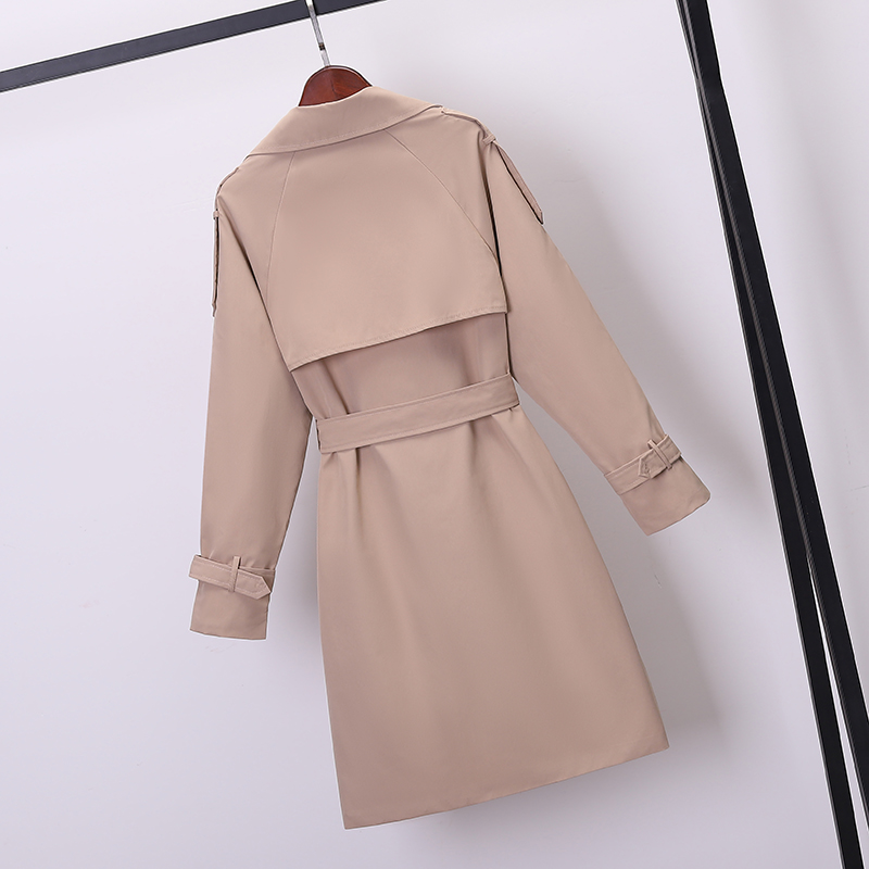 Kaki Double boutonnage femmes coupe-vent printemps/été coréen mince col rabattu dames vêtements d'extérieur grande taille Trench-Coat décontracté