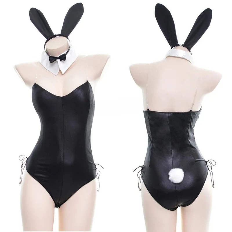 Costume de lapine sexy et mignon en similicuir pour femme, de bonne qualité, idéal pour les événements de bandes dessinées, cosplay kawaii.
